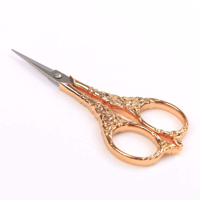 BIHRTC Vintage European Style Scissors Stainless Steel for Cross Stitch Cutting Embroidery Sewing Handcraft Craft Art Work DIY Tool(Rose Gold) - Image 5